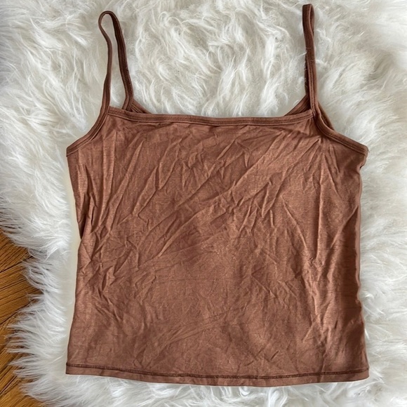 SKIMS Sleep Spaghetti Tank Top Plus Size 2X Jasper Tan Stretch Comfy NEW - Picture 2 of 5